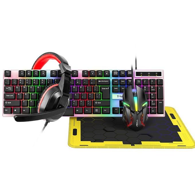 T-Wolf 4-in-1 Gaming Combo Set – RGB Backlit Keyboard, Mouse, Headphone & Mousepad