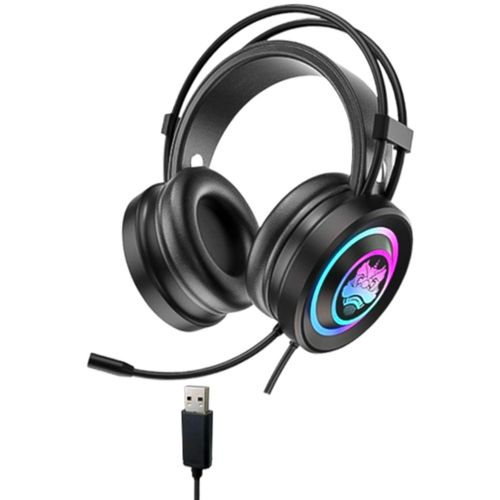 T906 RGB Headset Mic Wired Audio Noise Control Headphones Gaming USB